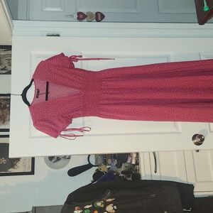 Beautiful pink dress with white polka-dots